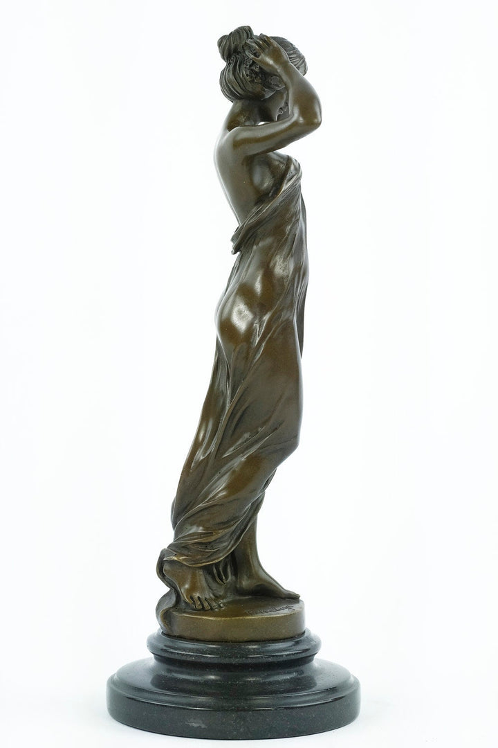 Bronze Sculpture of a Standing Wood Nymph in Long Dress Bronze Nymph Statue Female Art Figurine Nymph of the Woods Sculpture Mythology Deco