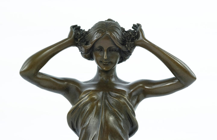 Bronze Sculpture of a Standing Wood Nymph in Long Dress Bronze Nymph Statue Female Art Figurine Nymph of the Woods Sculpture Mythology Deco