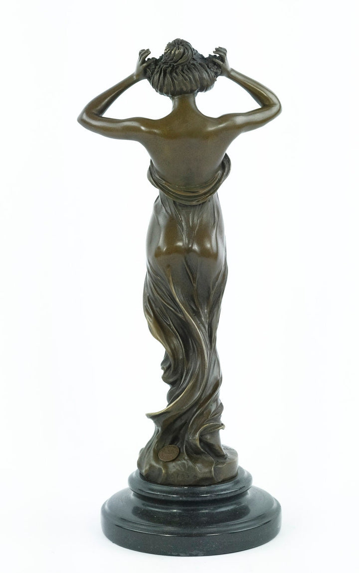 Bronze Sculpture of a Standing Wood Nymph in Long Dress Bronze Nymph Statue Female Art Figurine Nymph of the Woods Sculpture Mythology Deco