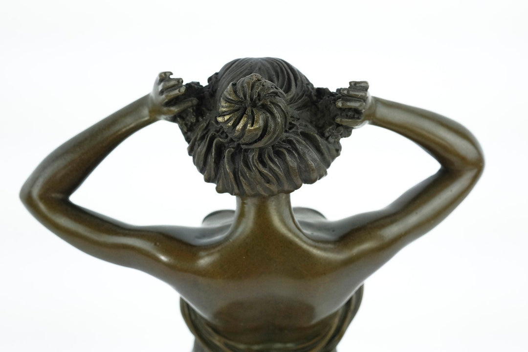 Bronze Sculpture of a Standing Wood Nymph in Long Dress Bronze Nymph Statue Female Art Figurine Nymph of the Woods Sculpture Mythology Deco