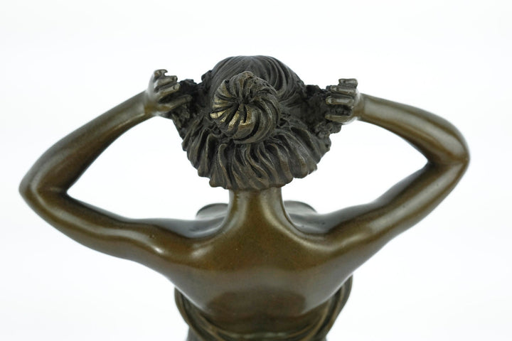 Bronze Sculpture of a Standing Wood Nymph in Long Dress Bronze Nymph Statue Female Art Figurine Nymph of the Woods Sculpture Mythology Deco