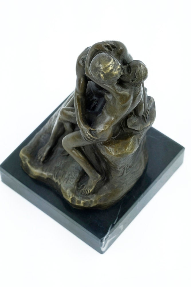 Bronze Sculpture of a Kissing Couple Inspired by Rodin Contemporary Art Statue Bronze Couple Sculpture Lovers Gift Love Decoration French