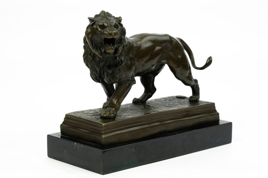 Bronze Sculpture of a Standing Lion Animal Art Statue Roaring Lion Sculpture Bronze Lion Statue Lion Art Roaring Lion Statue Lion Decoration