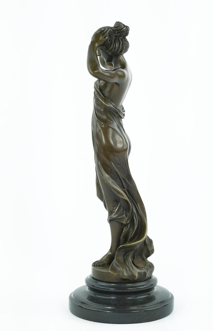 Bronze Sculpture of a Standing Wood Nymph in Long Dress Bronze Nymph Statue Female Art Figurine Nymph of the Woods Sculpture Mythology Deco