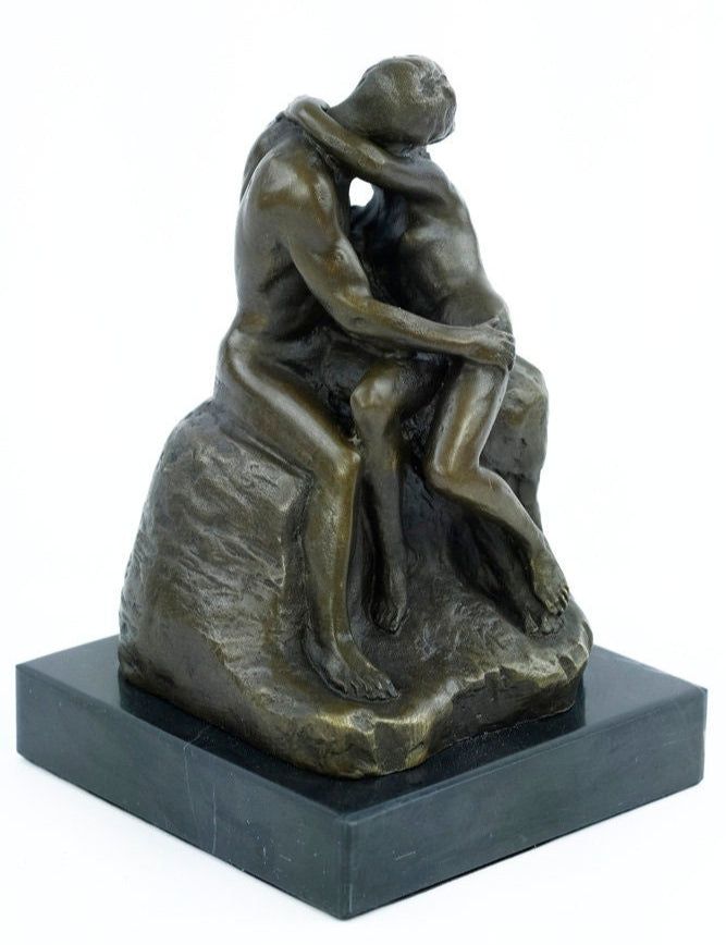 Bronze Sculpture of a Kissing Couple Inspired by Rodin Contemporary Art Statue Bronze Couple Sculpture Lovers Gift Love Decoration French