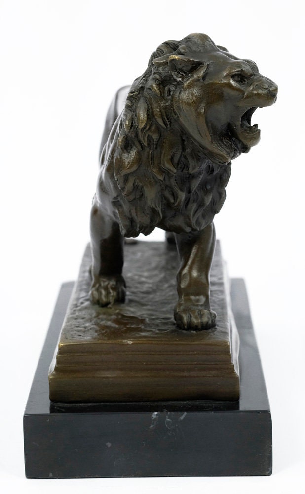 Bronze Sculpture of a Standing Lion Animal Art Statue Roaring Lion Sculpture Bronze Lion Statue Lion Art Roaring Lion Statue Lion Decoration