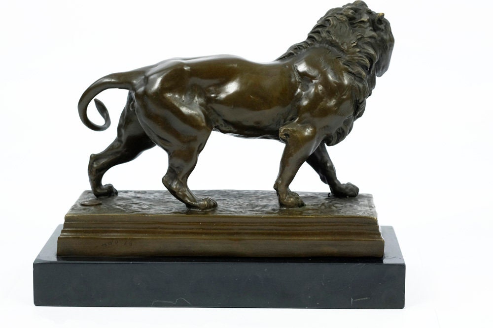 Bronze Sculpture of a Standing Lion Animal Art Statue Roaring Lion Sculpture Bronze Lion Statue Lion Art Roaring Lion Statue Lion Decoration