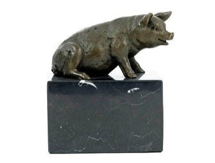 Bronze Pig Sculpture Sitting Pig Figurine Farm Animal Art Statue Pig Art Bronze Piglet Sculpture Piggy Statue Farm Animal Decoration