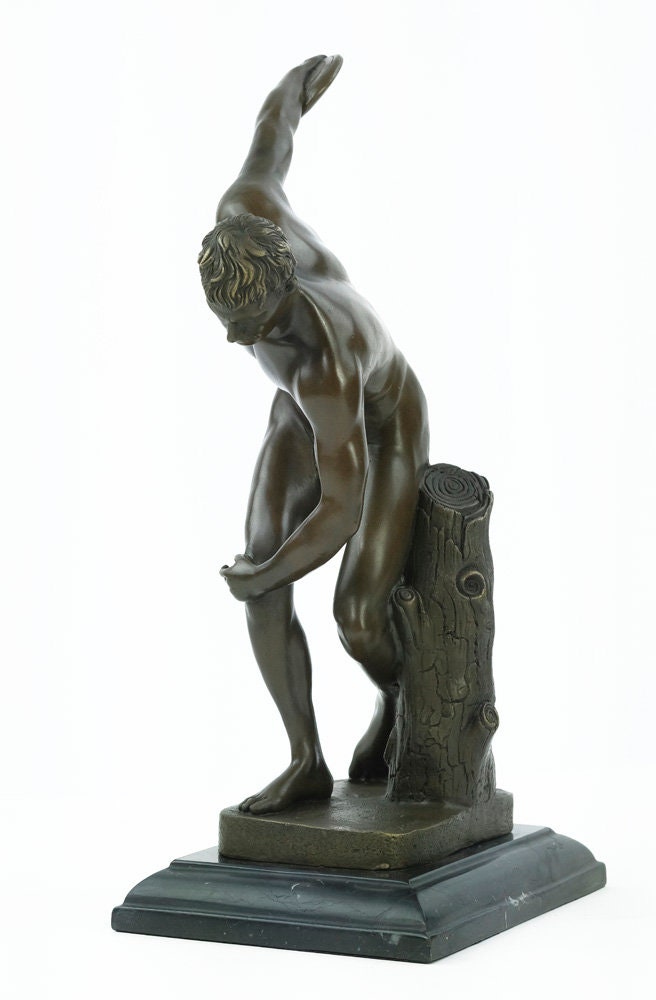 Bronze Discobolus Statue Ancient Greek Sculpture Bronze Discobolus of Myron Statue Nude Male Disc Thrower Bronze Art Statue Greek History