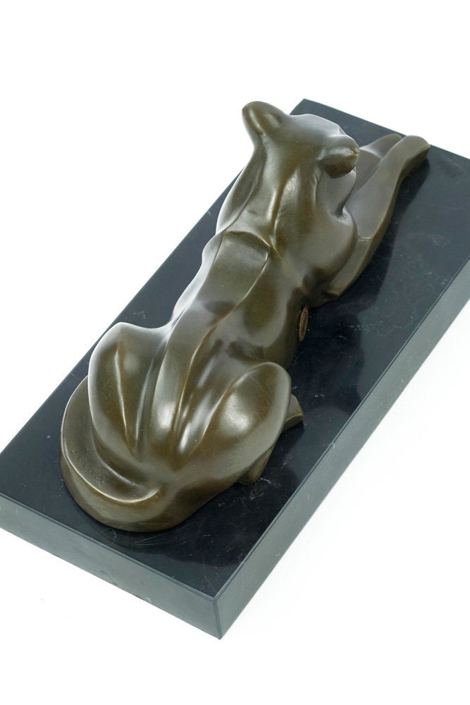 Bronze Cat Statue Animal Art Figurine Bronze Cubist Cat Sculpture Reclining Cat Figurine Cat Art Sculpture Cubism Animal Statue