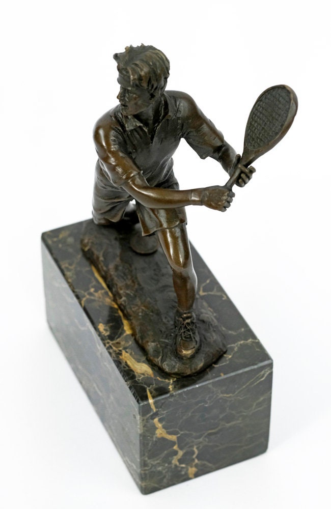 Bronze Tennis Sculpture Sports Figurine Bronze Tennis Player Statue Bronze Figurine Sports Tennis Trophy Tennis Gift Tennis Decoration