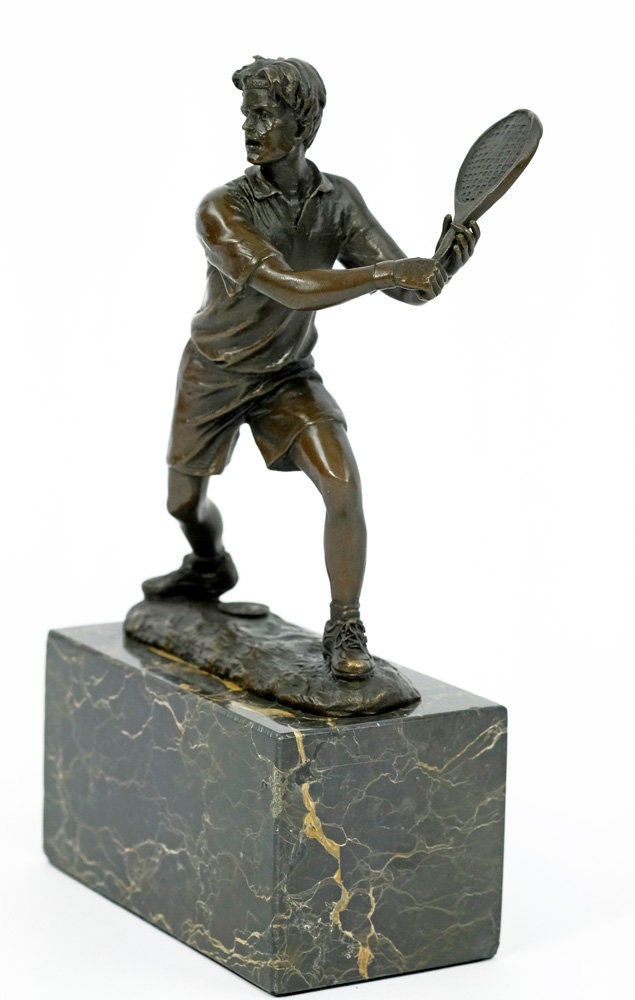 Bronze Tennis Sculpture Sports Figurine Bronze Tennis Player Statue Bronze Figurine Sports Tennis Trophy Tennis Gift Tennis Decoration