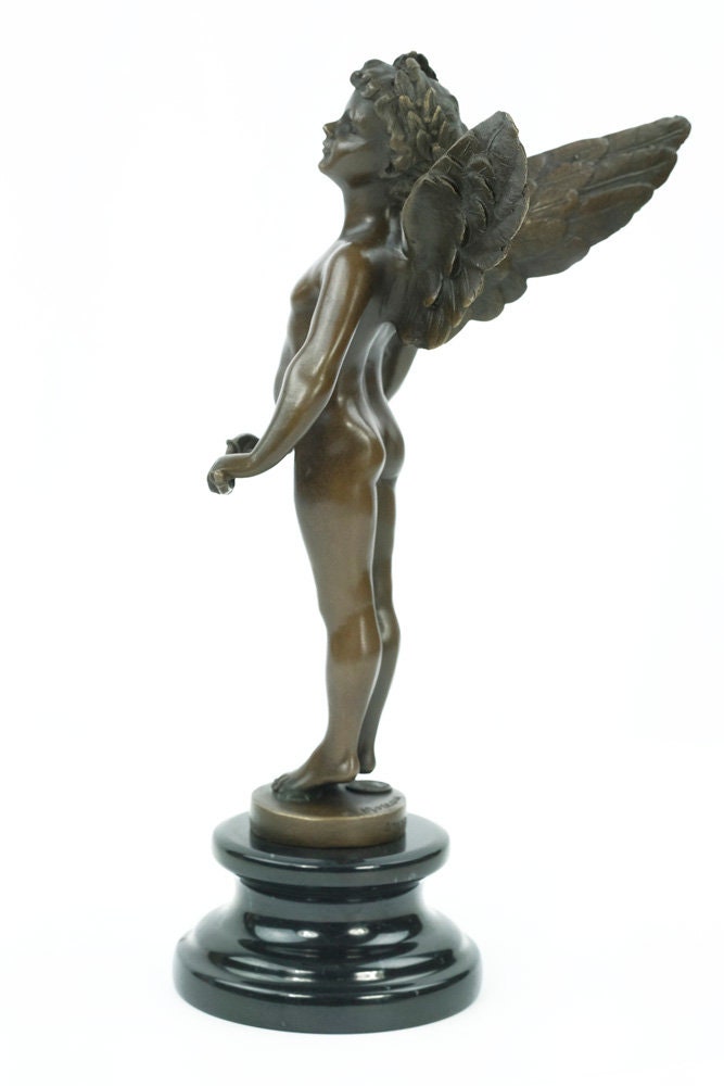 Bronze Winged Cupid Statue Cupid with Bow Figurine Bronze Cupid Statue Bronze Vici Sculpture Auguste Moreau Sculpture Classic Art Statue