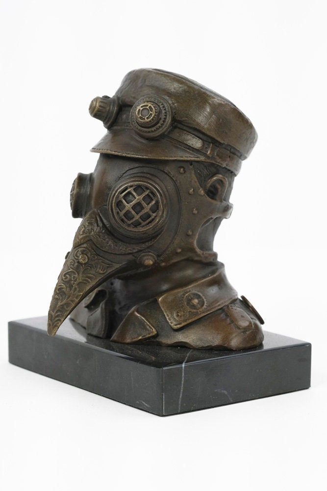 Steampunk Bronze Sculpture of the Plague Doctor Mask Bronze Steampunk Statue Plague Doctor Figurine Steampunk Lovers Gift Decoration Figure