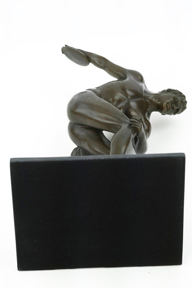 Bronze Discobolus Statue Ancient Greek Sculpture Bronze Discobolus of Myron Statue Nude Male Disc Thrower Bronze Art Statue Greek History