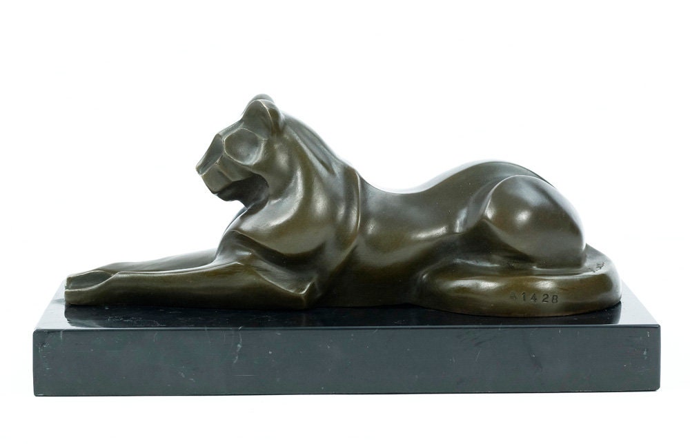 Bronze Cat Statue Animal Art Figurine Bronze Cubist Cat Sculpture Reclining Cat Figurine Cat Art Sculpture Cubism Animal Statue