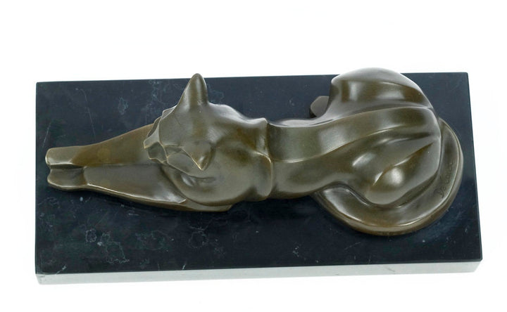 Bronze Cat Statue Animal Art Figurine Bronze Cubist Cat Sculpture Reclining Cat Figurine Cat Art Sculpture Cubism Animal Statue
