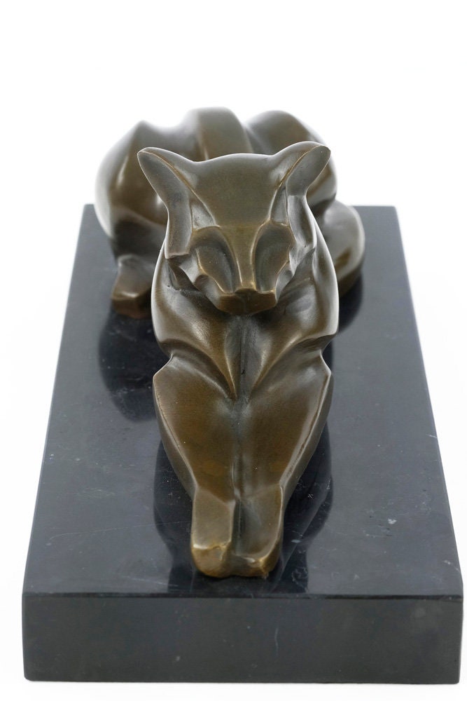 Bronze Cat Statue Animal Art Figurine Bronze Cubist Cat Sculpture Reclining Cat Figurine Cat Art Sculpture Cubism Animal Statue