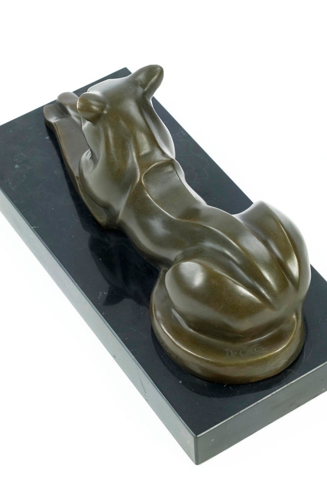 Bronze Cat Statue Animal Art Figurine Bronze Cubist Cat Sculpture Reclining Cat Figurine Cat Art Sculpture Cubism Animal Statue