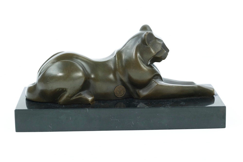 Bronze Cat Statue Animal Art Figurine Bronze Cubist Cat Sculpture Reclining Cat Figurine Cat Art Sculpture Cubism Animal Statue