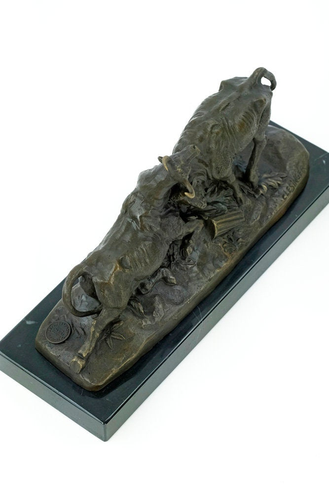 Bronze Sculpture of Two Fighting Bulls Animal Art Statue Bronze Bull Statue Clésinger Sculpture Animal Sculpture Bull Lovers Gift Bull Deco