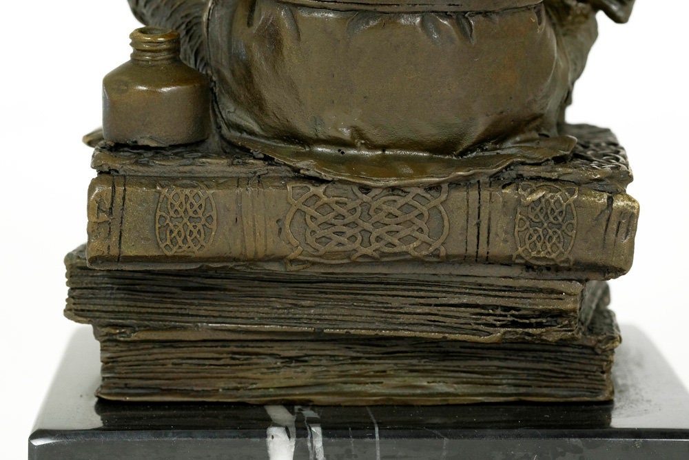 Bronze Sculpture of a Monkey on a Pile of Books Philosophizing Monkey in Steampunk Style Bronze Ape Sculpture Darwins Ape Art Statue