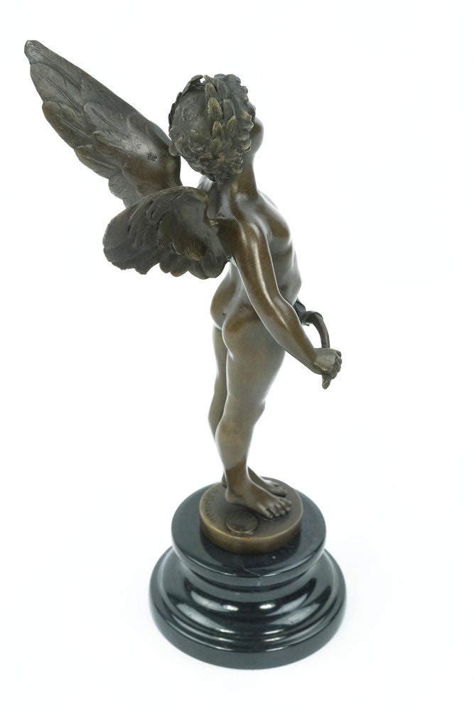 Bronze Winged Cupid Statue Cupid with Bow Figurine Bronze Cupid Statue Bronze Vici Sculpture Auguste Moreau Sculpture Classic Art Statue