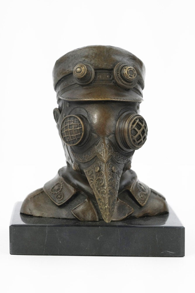 Steampunk Bronze Sculpture of the Plague Doctor Mask Bronze Steampunk Statue Plague Doctor Figurine Steampunk Lovers Gift Decoration Figure