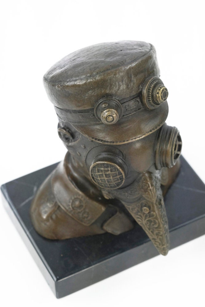 Steampunk Bronze Sculpture of the Plague Doctor Mask Bronze Steampunk Statue Plague Doctor Figurine Steampunk Lovers Gift Decoration Figure