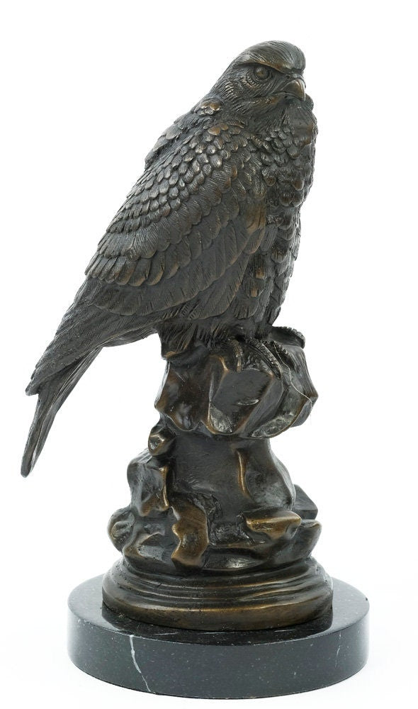 Bronze Falcon Statue Animal Art Figurine Bronze Falcon Sculpture Bird of Prey Art Bronze Animal Sculpture Bird Figurine Falcon Art