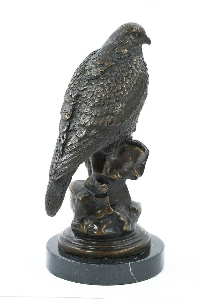 Bronze Falcon Statue Animal Art Figurine Bronze Falcon Sculpture Bird of Prey Art Bronze Animal Sculpture Bird Figurine Falcon Art