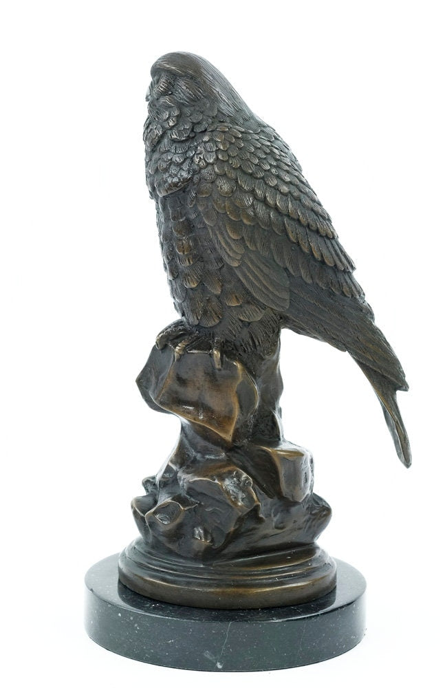 Bronze Falcon Statue Animal Art Figurine Bronze Falcon Sculpture Bird of Prey Art Bronze Animal Sculpture Bird Figurine Falcon Art
