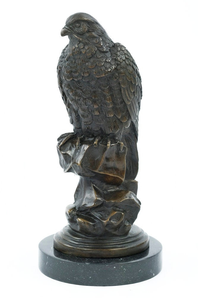 Bronze Falcon Statue Animal Art Figurine Bronze Falcon Sculpture Bird of Prey Art Bronze Animal Sculpture Bird Figurine Falcon Art