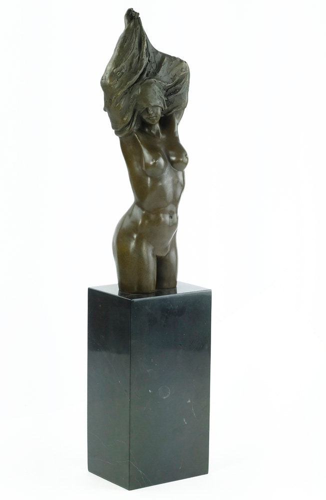Large Bronze Female Torso Sculpture Undressing Female Statue Modern Art Statue Bronze Female Nude Art Nude Female Torso Art Sculpture