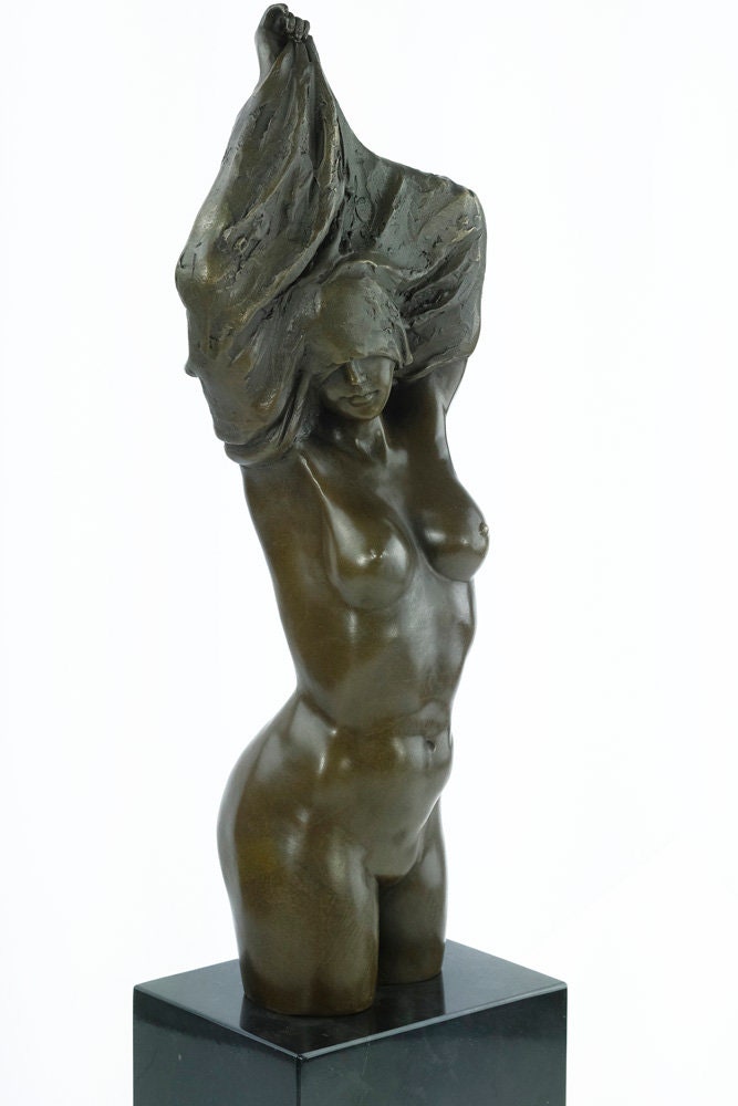 Large Bronze Female Torso Sculpture Undressing Female Statue Modern Art Statue Bronze Female Nude Art Nude Female Torso Art Sculpture