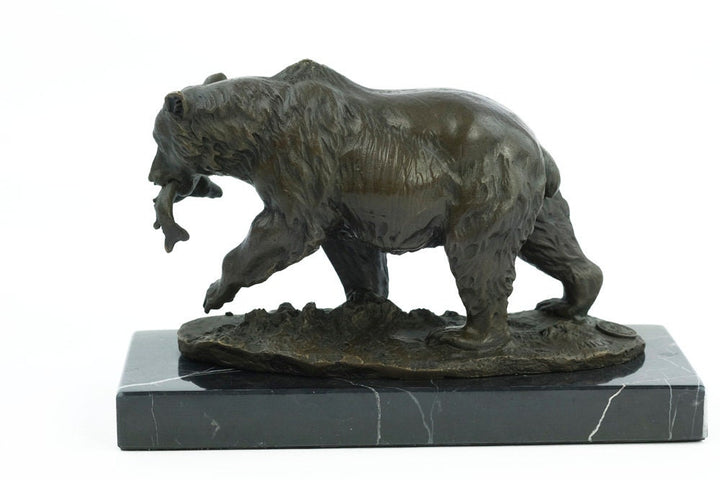 Bronze Grizzly Bear Sculpture Animal Art Statue Fishing Bear Sculpture Bronze Hunting Sculpture Grizzly Bear with Fish Bear Art Wildlife Art
