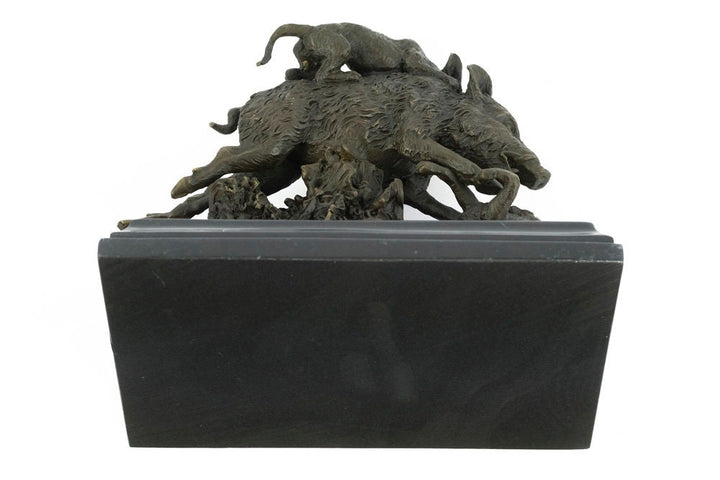Bronze Wild Boar Statue Hounds Attacking Boar Sculpture Bronze Hunting Sculpture Hunting Decoration Animal Art Figurine Bronze Wild Boar