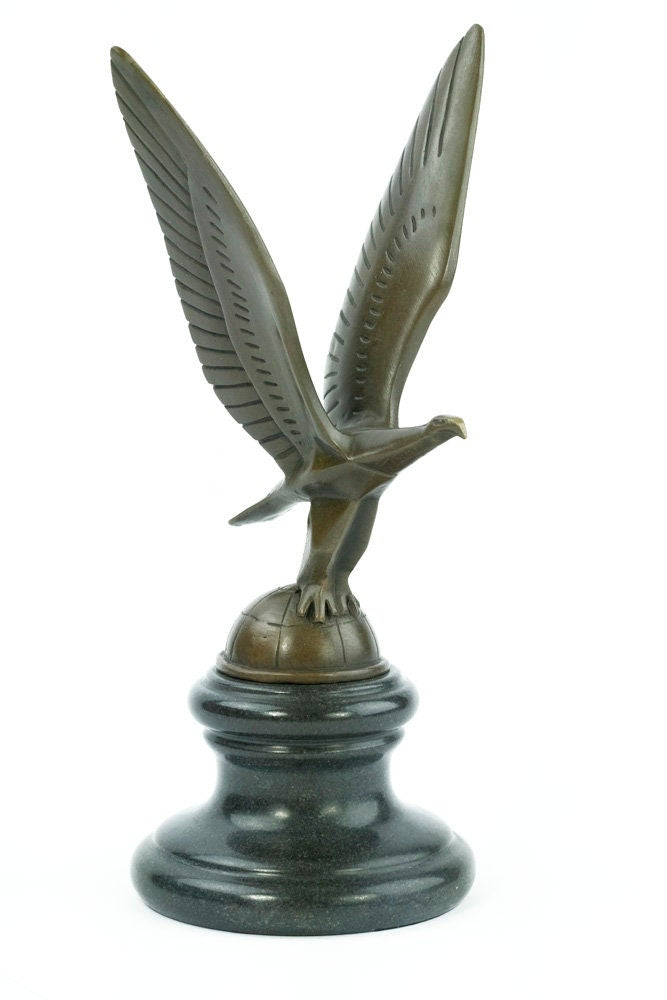 Bronze Art Deco Eagle Statue Bronze Car Mascot Animal Art Figurine Bronze Eagle Sculpture Art Deco Bronzes Eagle Figurine Bronze Art Statue