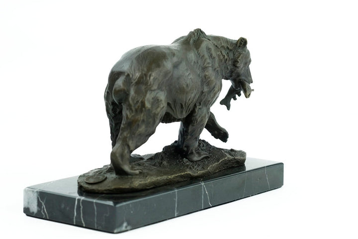 Bronze Grizzly Bear Sculpture Animal Art Statue Fishing Bear Sculpture Bronze Hunting Sculpture Grizzly Bear with Fish Bear Art Wildlife Art