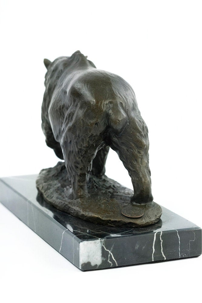 Bronze Grizzly Bear Sculpture Animal Art Statue Fishing Bear Sculpture Bronze Hunting Sculpture Grizzly Bear with Fish Bear Art Wildlife Art