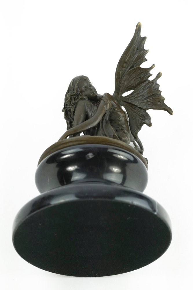 Bronze Fairy Sculpture Sitting Winged Fairy Mythology Figurine Sitting Fairy Bronze Elf Sculpture Nymph Figurine Pixie Sculpture Art Figure