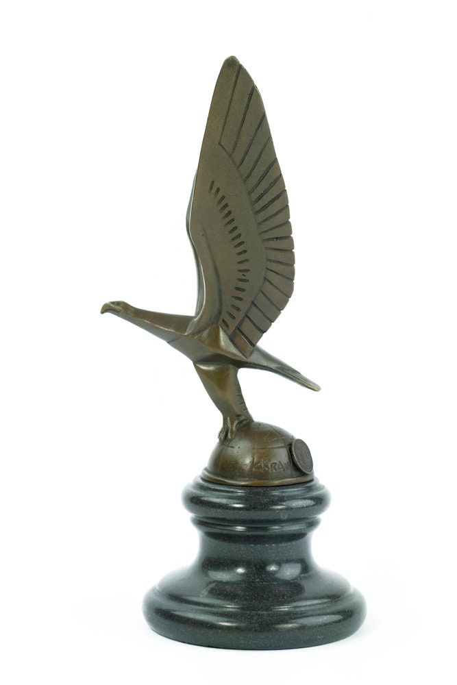 Bronze Art Deco Eagle Statue Bronze Car Mascot Animal Art Figurine Bronze Eagle Sculpture Art Deco Bronzes Eagle Figurine Bronze Art Statue