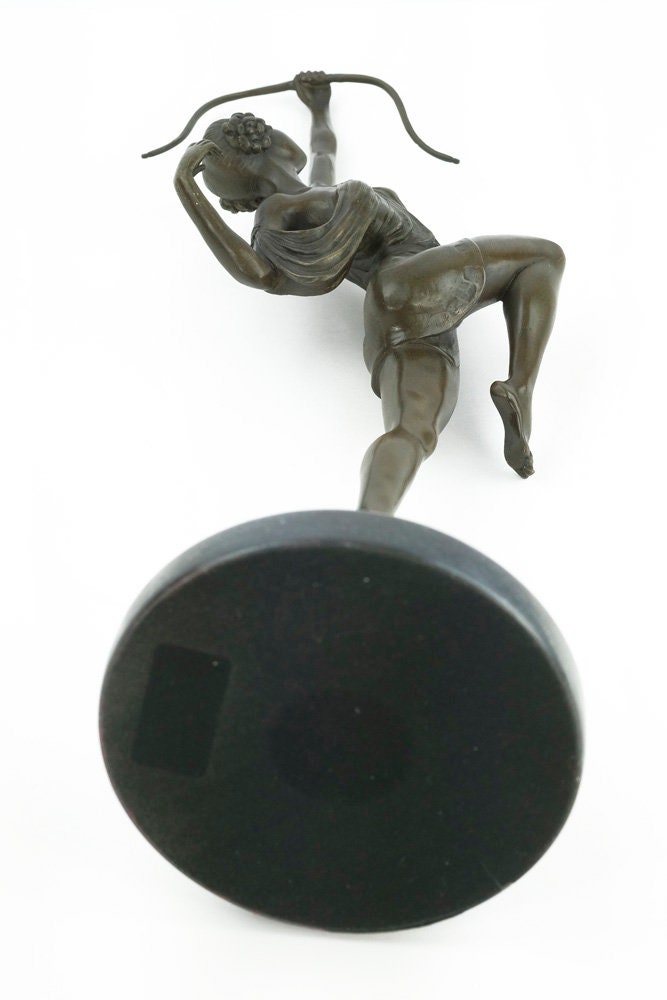 Art Deco Bronze Sculpture of Diana with Bow Bronze Hunting Sculpture Diana the Huntress Statue Bronze Artemis Sculpture Pierre Le Faguays