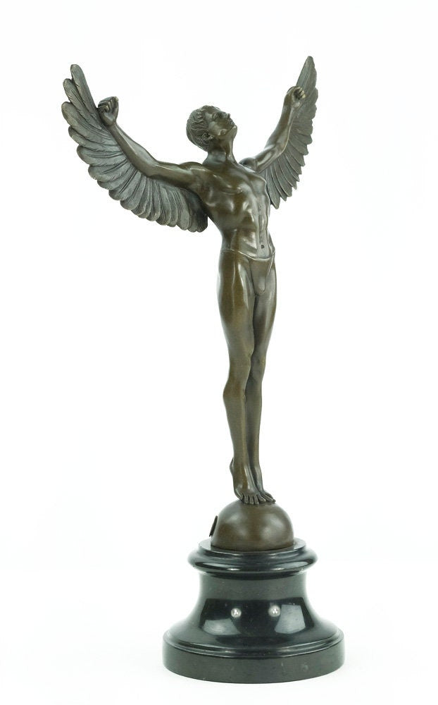 Bronze Icarus Sculpture Greek Mythology Sculpture Bronze Icarus Statue Icarus with Wings Spread Standing Icarus Art Statue Bronze Art Figure