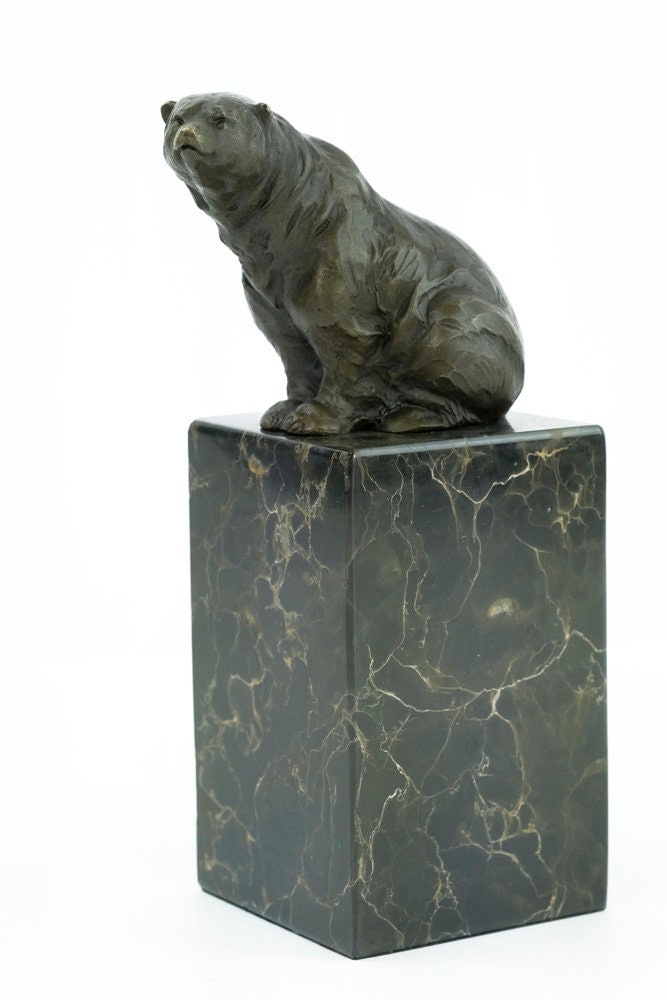 Bronze Bear Sculpture Animal Art Figurine Bronze Wildlife Sculpture Sitting Bear Statue Bronze Art Sculpture Animal Decoration