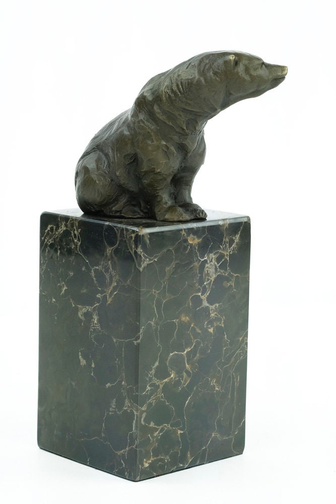 Bronze Bear Sculpture Animal Art Figurine Bronze Wildlife Sculpture Sitting Bear Statue Bronze Art Sculpture Animal Decoration