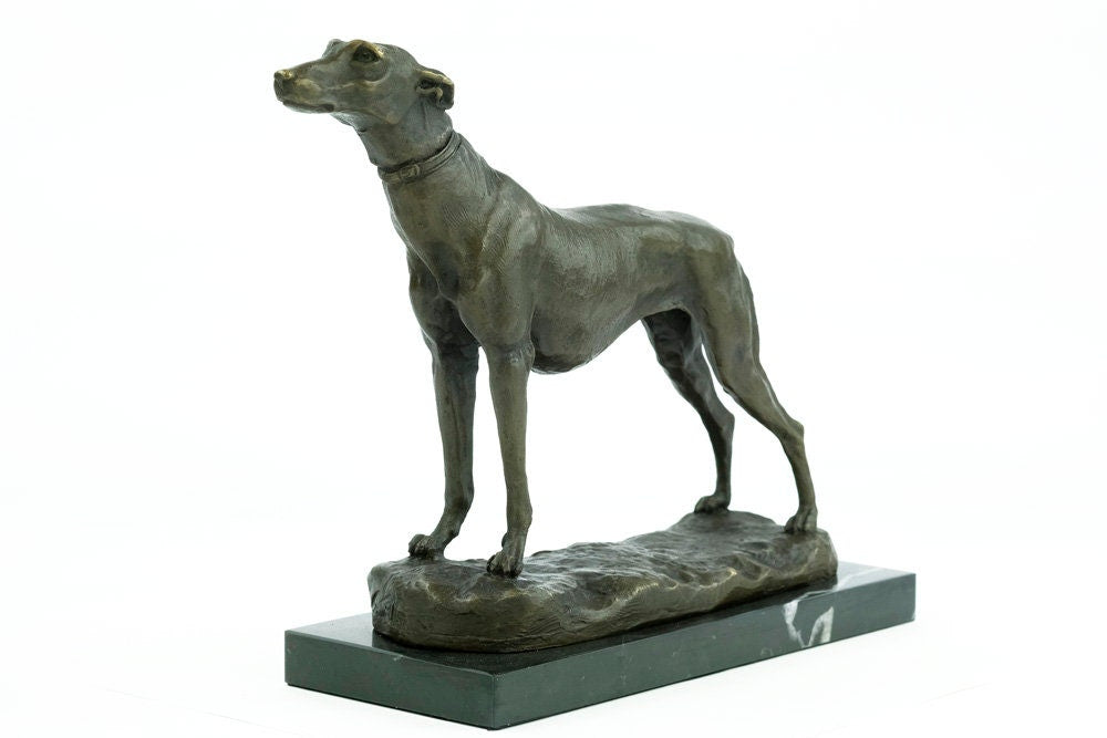 Bronze Greyhound Sculpture Standing Greyhound Statue Bronze Animal Art Figurine Running Dog Sculpture Dog Lovers Gift Dog Decoration Dog Art