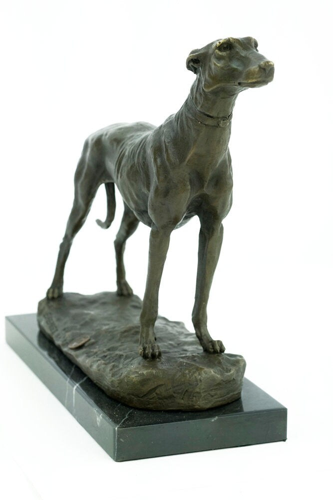 Bronze Greyhound Sculpture Standing Greyhound Statue Bronze Animal Art Figurine Running Dog Sculpture Dog Lovers Gift Dog Decoration Dog Art
