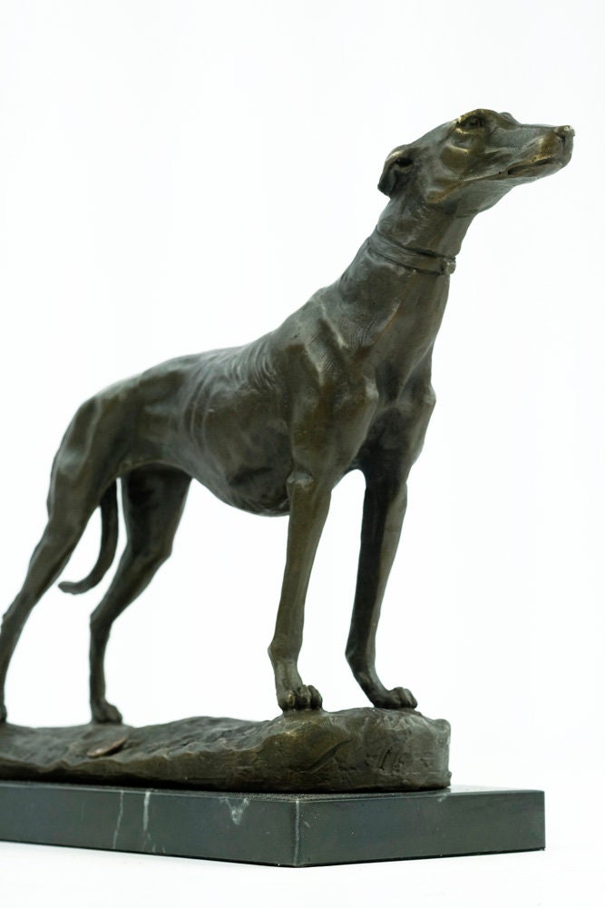 Bronze Greyhound Sculpture Standing Greyhound Statue Bronze Animal Art Figurine Running Dog Sculpture Dog Lovers Gift Dog Decoration Dog Art