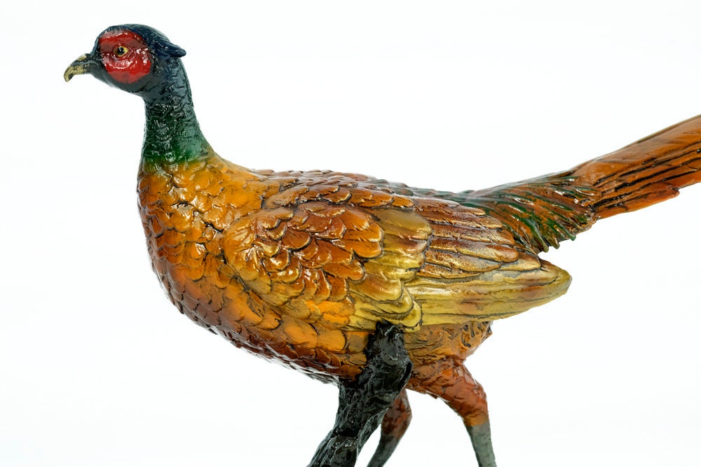 Bronze Pheasant Sculpture Animal Art Figurine Bronze Bird Art Pheasant Statue Hunting Decoration English Grouse Sculpture Animal Figurine